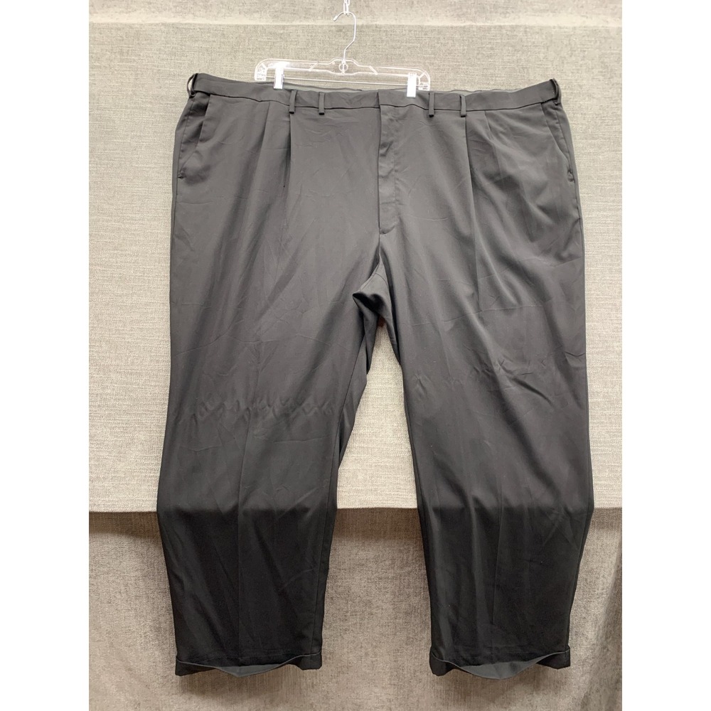 Haggar Classic Dress Pants Mens 60x32 Gray High Rise Pleated Front Straight Leg